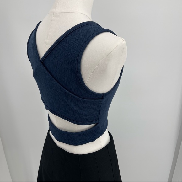 Roxy Good Keepsake Blue Crop Top Criss Cross Back Sporty Chic Surfer Athleisure - Picture 5 of 14